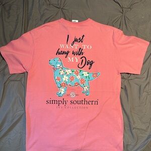 Simply Southern Pink Short Sleeve Tee with Floral Dog Graphic
